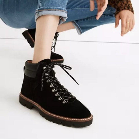 Madewell Shoes - Madewell The Citywalk Lugsole Ankle Hiker lace up booties in black size 8